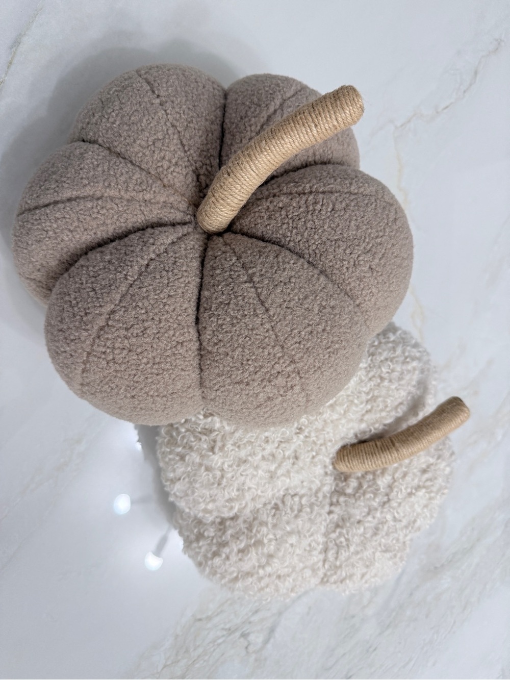 Plush Decorative Pumpkin Set - Taupe and Cream Holiday Accents